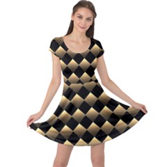 Golden-chess-board-background Cap Sleeve Dress by Simbadda