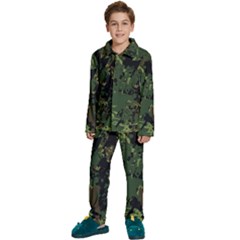 Military-background-grunge---- Kids  Long Sleeve Velvet Pajamas Set by Simbadda