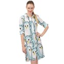 Penguins-pattern Long Sleeve Mini Shirt Dress View1