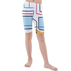 Sketch Line Art Doodles Design Kids  Mid Length Swim Shorts by Grandong