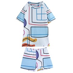 Sketch Line Art Doodles Design Kids  Swim Tee And Shorts Set by Grandong