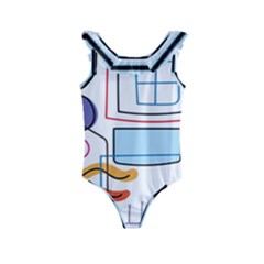 Sketch Line Art Doodles Design Kids  Frill Swimsuit by Grandong