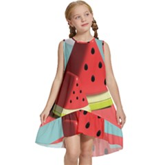 Strawberries Fruit Kids  Frill Swing Dress by Grandong