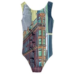 Building Urban Architecture Tower Kids  Cut-out Back One Piece Swimsuit by Grandong