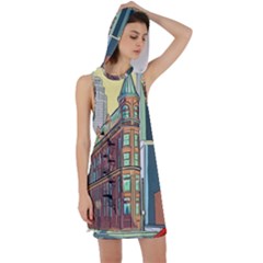 Building Urban Architecture Tower Racer Back Hoodie Dress by Grandong