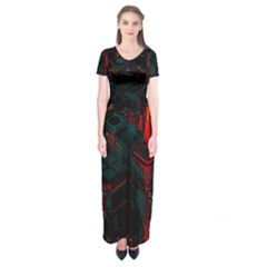 A Dark City Vector Short Sleeve Maxi Dress by Proyonanggan