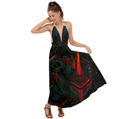 A Dark City Vector Backless Maxi Beach Dress by Proyonanggan