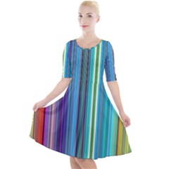 Color Stripes Quarter Sleeve A-line Dress by Proyonanggan