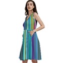 Color Stripes Sleeveless V-Neck Skater Dress with Pockets View2