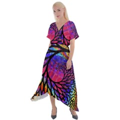 3d Fractal Mandelbulb Cross Front Sharkbite Hem Maxi Dress by Proyonanggan