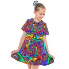 Color Spiral Kids  Short Sleeve Shirt Dress by Proyonanggan