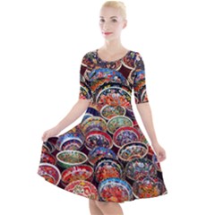 Art Background Bowl Ceramic Color Quarter Sleeve A-line Dress by Proyonanggan