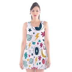 Love Pattern Scoop Neck Skater Dress by Proyonanggan