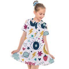 Love Pattern Kids  Short Sleeve Shirt Dress by Proyonanggan