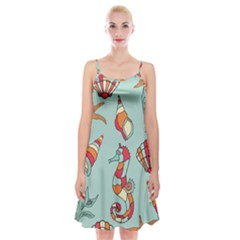 Seahorse Seashell Starfish Shell Spaghetti Strap Velvet Dress by Proyonanggan