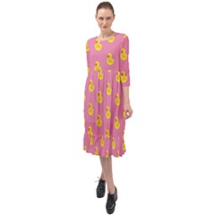 Rubber Duck Pattern Ruffle End Midi Chiffon Dress by Valentinaart