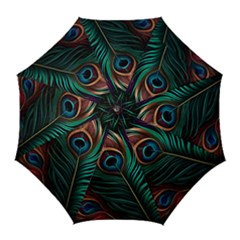 Peacock Feathers Nature Feather Pattern Golf Umbrellas by pakminggu