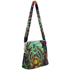 Monkey Tiger Bird Parrot Forest Jungle Style Zipper Messenger Bag by Grandong