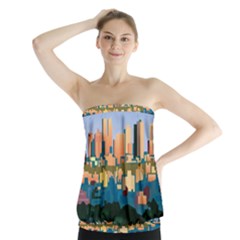 City Buildings Urban Dawn Strapless Top by Bangk1t