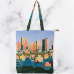 City Buildings Urban Dawn Double Zip Up Tote Bag by Bangk1t