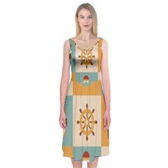 Nautical Elements Collection Midi Sleeveless Dress by Bangk1t