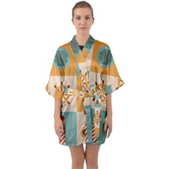 Nautical Elements Collection Half Sleeve Satin Kimono  by Bangk1t