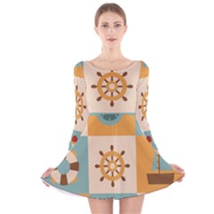 Nautical Elements Collection Long Sleeve Velvet Skater Dress by Bangk1t