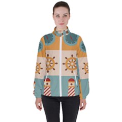 Nautical Elements Collection Women s High Neck Windbreaker by Bangk1t