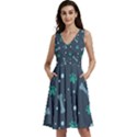 Bons Foot Prints Pattern Background Sleeveless V-Neck Skater Dress with Pockets View1