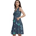 Bons Foot Prints Pattern Background Sleeveless V-Neck Skater Dress with Pockets View2