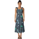 Bons Foot Prints Pattern Background Tie-Strap Tiered Midi Chiffon Dress View1