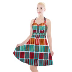 Bricks Abstract Seamless Pattern Halter Party Swing Dress  by Bangk1t