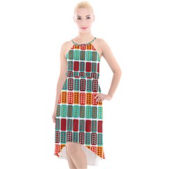 Bricks Abstract Seamless Pattern High-low Halter Chiffon Dress  by Bangk1t