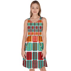 Bricks Abstract Seamless Pattern Knee Length Skater Dress With Pockets by Bangk1t