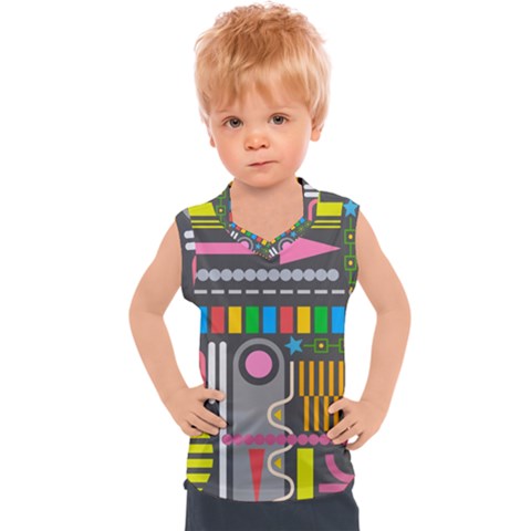 Pattern Geometric Abstract Colorful Arrow Line Circle Triangle Kids  Sport Tank Top by Bangk1t