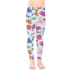 Sea Creature Themed Artwork Underwater Background Pictures Kids  Classic Winter Leggings by Bangk1t