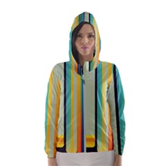 Colorful Rainbow Striped Pattern Stripes Background Women s Hooded Windbreaker by Bangk1t