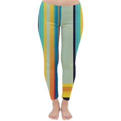 Colorful Rainbow Striped Pattern Stripes Background Classic Winter Leggings by Bangk1t