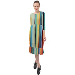 Colorful Rainbow Striped Pattern Stripes Background Ruffle End Midi Chiffon Dress by Bangk1t