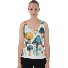 Mushroom Forest Fantasy Flower Nature Velvet Tank Top by Bangk1t