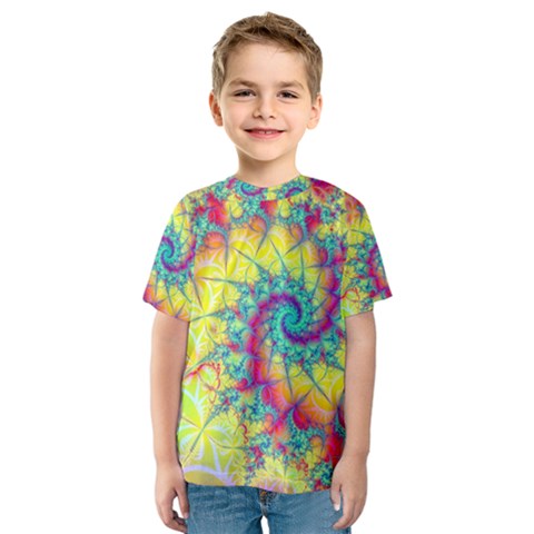 Fractal Spiral Abstract Background Vortex Yellow Kids  Sport Mesh Tee by Bangk1t