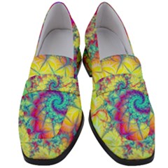 Fractal Spiral Abstract Background Vortex Yellow Women s Chunky Heel Loafers by Bangk1t