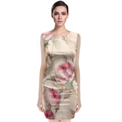 Roses Plants Vintage Retro Flowers Pattern Classic Sleeveless Midi Dress by Bangk1t