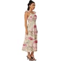 Roses Plants Vintage Retro Flowers Pattern Tie-Strap Tiered Midi Chiffon Dress View3