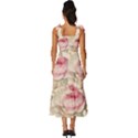 Roses Plants Vintage Retro Flowers Pattern Tie-Strap Tiered Midi Chiffon Dress View4