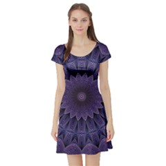 Shape Geometric Symmetrical Symmetry Wallpaper Short Sleeve Skater Dress by Bangk1t