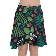 Pattern Forest Leaf Fruits Flowers Motif Chiffon Wrap Front Skirt by Amaryn4rt