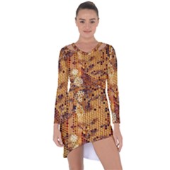 Bees Nature Animals Honeycomb Asymmetric Cut-out Shift Dress by pakminggu