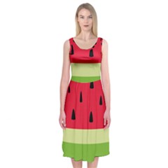 Watermelon Fruit Food Healthy Vitamins Nutrition Midi Sleeveless Dress by pakminggu