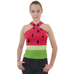 Watermelon Fruit Food Healthy Vitamins Nutrition Cross Neck Velour Top by pakminggu